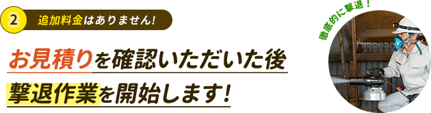 お見積もりをご確認後、撃退作業を開始